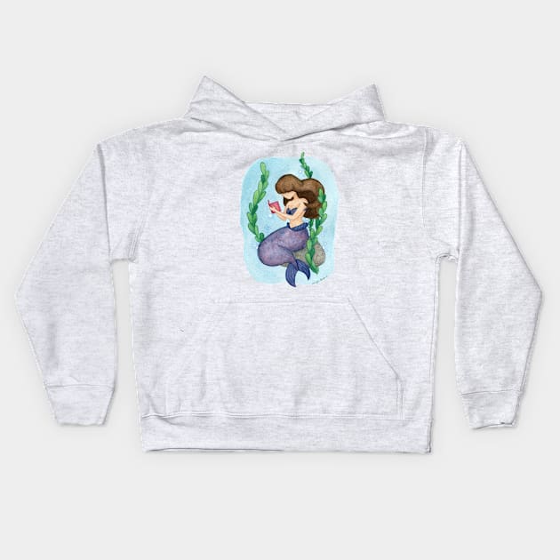 Reading Mermaid Kids Hoodie by FairytaleFoxDesigns